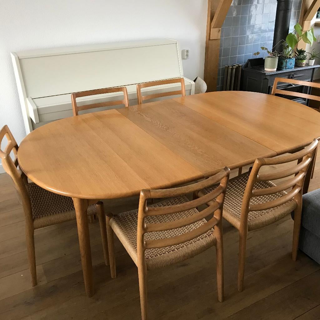 Set van 6 N.O. Moller stoelen stoel 85 tafel Kurt Ostervig, Huis en Inrichting, Bruin, Ophalen of Verzenden, Nvt, Nvt