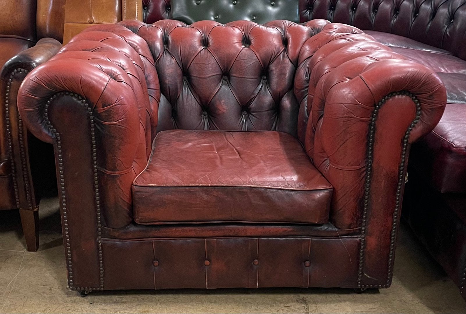Prachtige Chesterfield Fauteuil Light Rust., Huis en Inrichting, Gebruikt, Chesterfield, Ophalen of Verzenden, 75 tot 100 cm