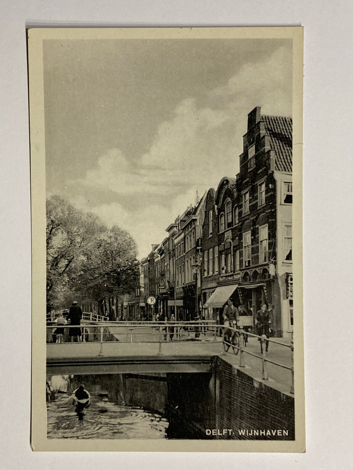 Oude ansichtkaart Delft Wijnhaven 1942, Verzenden, 1940 tot 1960, Gelopen, Zuid-Holland