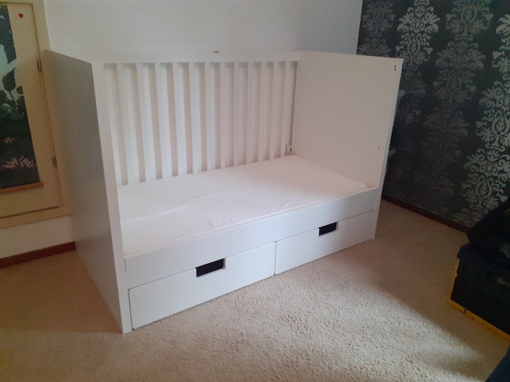 Peuterbed, wit, 60x120cm + 2 lades, compleet/  goede staat, Zo goed als nieuw, Minder dan 140 cm, Minder dan 70 cm, Ophalen