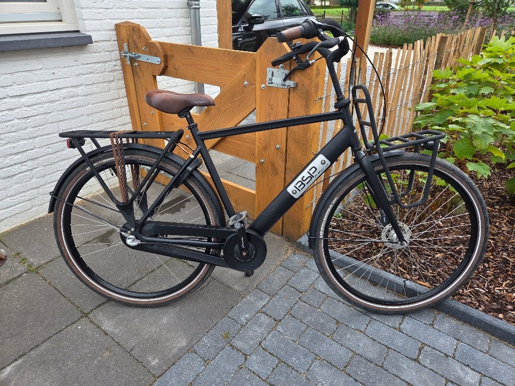 Transportfiets heren matzwart, Gebruikt, Versnellingen, 53 tot 57 cm, Ophalen
