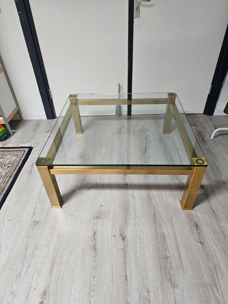 Vintage glazen salontafel voor €60,-!, Huis en Inrichting, Ophalen, Gebruikt, Nvt, Nvt