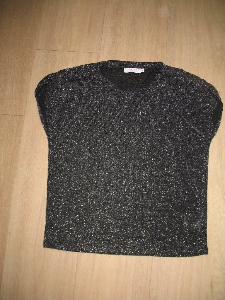 Costes Basic Zwart Glitter T-shirt Maat M 8Zolderopruiming, Kleding | Dames, Tops, Zwart, Ophalen of Verzenden, Zo goed als nieuw
