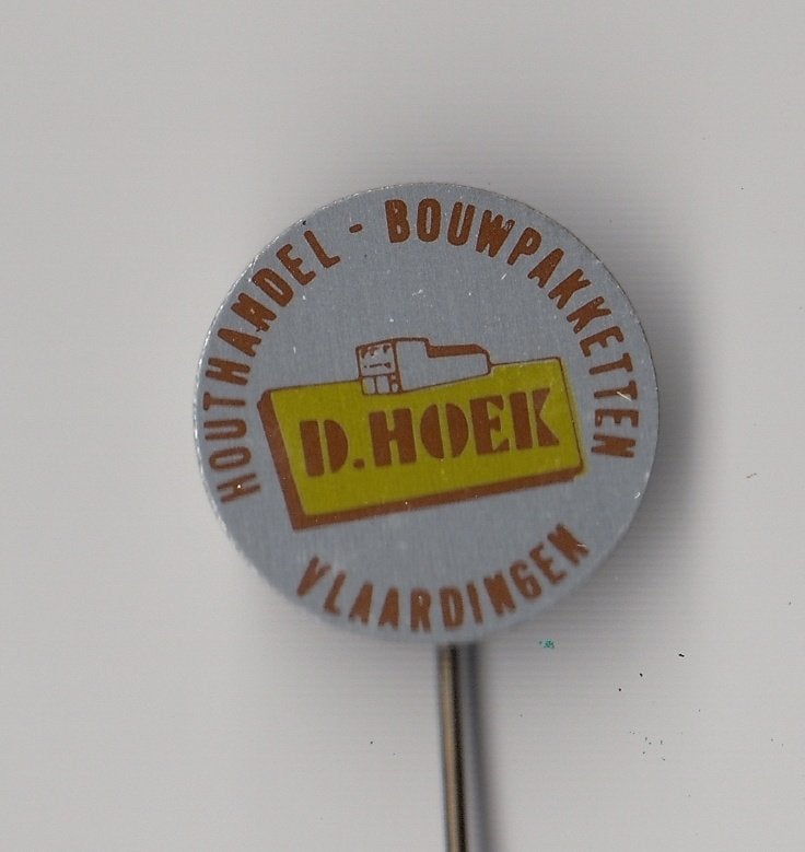 Vlaardingen Houthandel D Hoek speldje, Verzamelen, Gebruikt, Niet vindbaar, Niet vindbaar, Speldje of Pin
