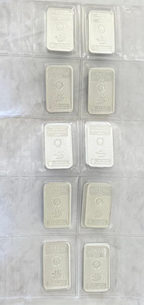 10x 20 gram zilver Cook Island - Heimerle & Muele 999 zilver, Postzegels en Munten, Edelmetalen en Baren, Ophalen of Verzenden