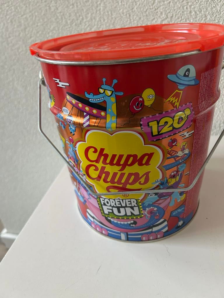Lege Chupa Chups emmer - Forever Fun, Verzamelen, Blikken, Ophalen of Verzenden, Gebruikt, Overige, Overige merken
