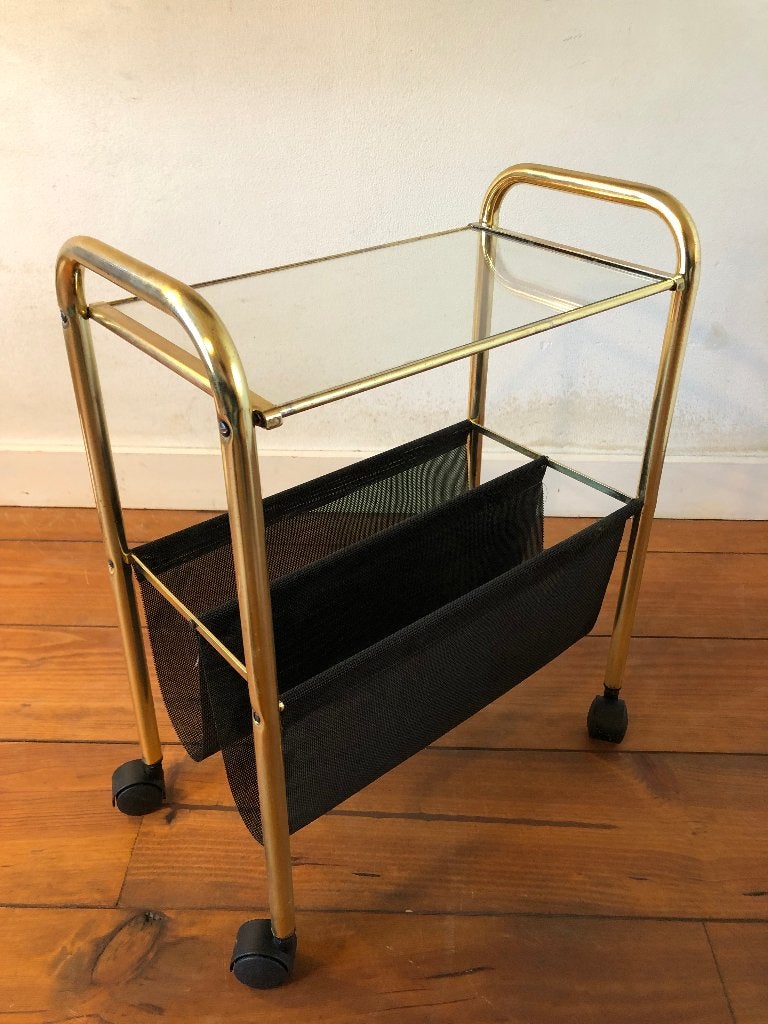 Prachtige vintage bijzettafel / lectuurtafel, vintage design, Metaal, Hollywood Regency, Ophalen of Verzenden, Zo goed als nieuw