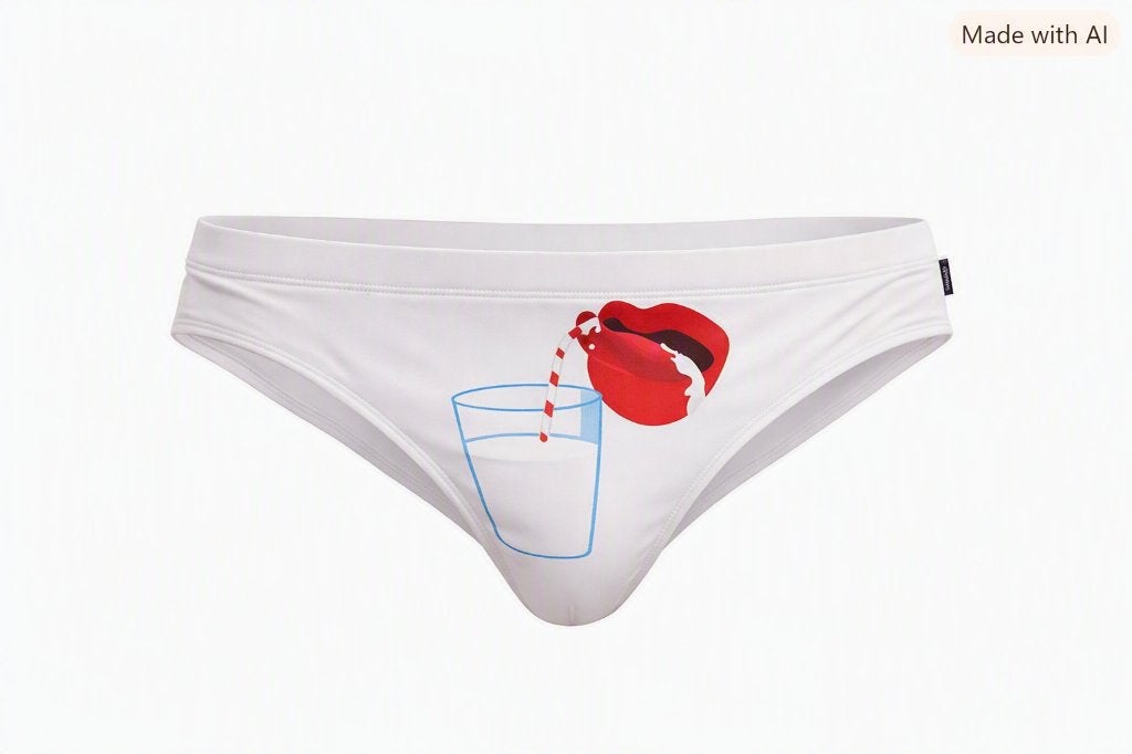 Barcode Berlin Heren zwemslip  Wit maat L Milkshake print, Wit, BARCODE, Zwemslip, Verzenden