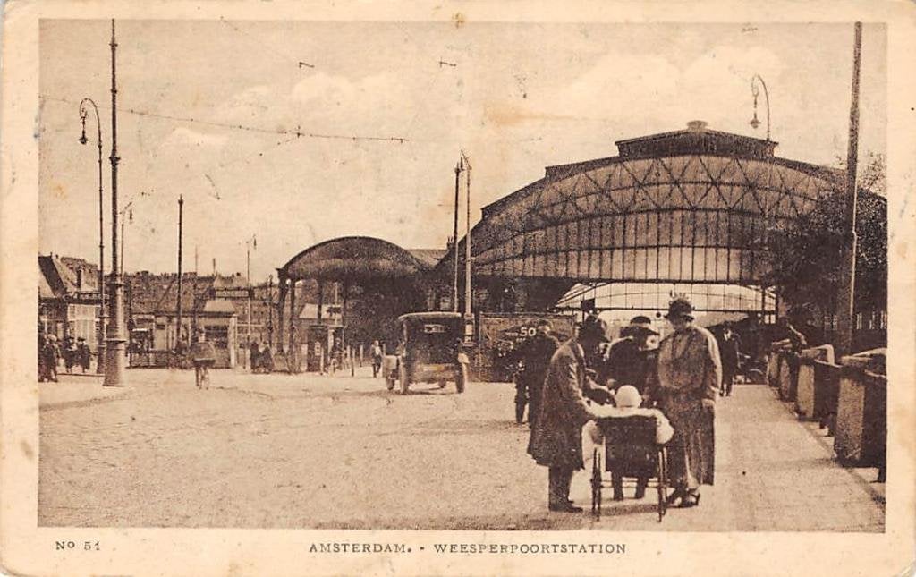 Amsterdam Weesperpoort station Spoorwegen, Verzamelen, Verzenden, Voor 1920, Gelopen, Noord-Holland