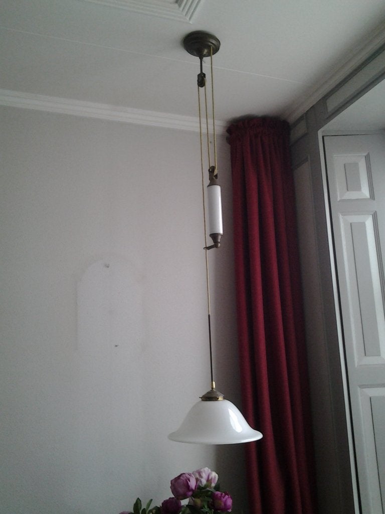 prachtige antieke pendellamp, Ophalen of Verzenden, Zo goed als nieuw, Glas