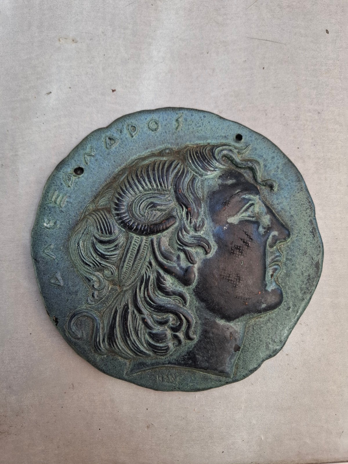 Antieke Griekse Medaillon Muurdecoratie - Alexander de Grote, Antiek en Kunst, Ophalen of Verzenden