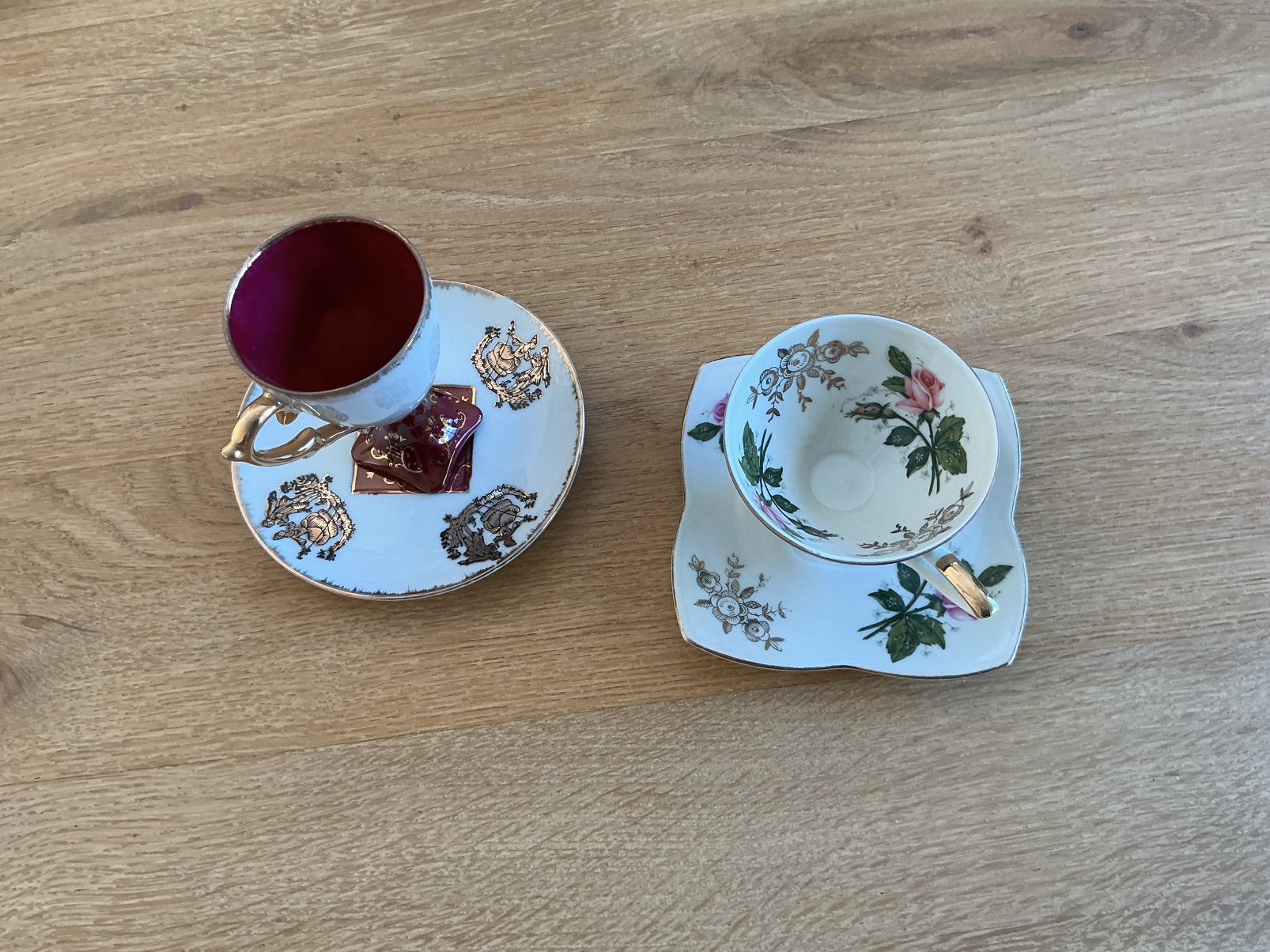 2 antiek franse kop en schotels porselein 5 euro, Antiek en Kunst, Ophalen of Verzenden