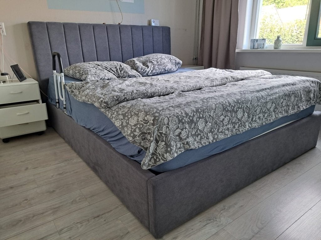 Nette Boxspring, Ophalen, Gebruikt, Tweepersoons, Grijs