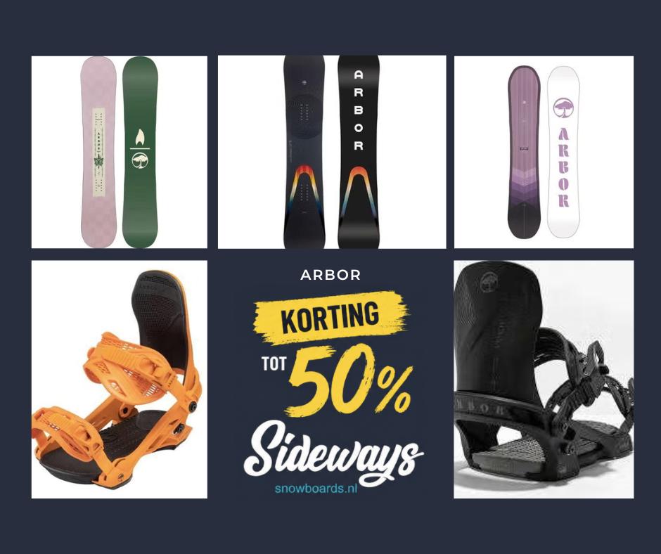Arbor snowboard & snowboardbinding bij Sideways Snowboards, Ophalen of Verzenden, Nieuw, Board