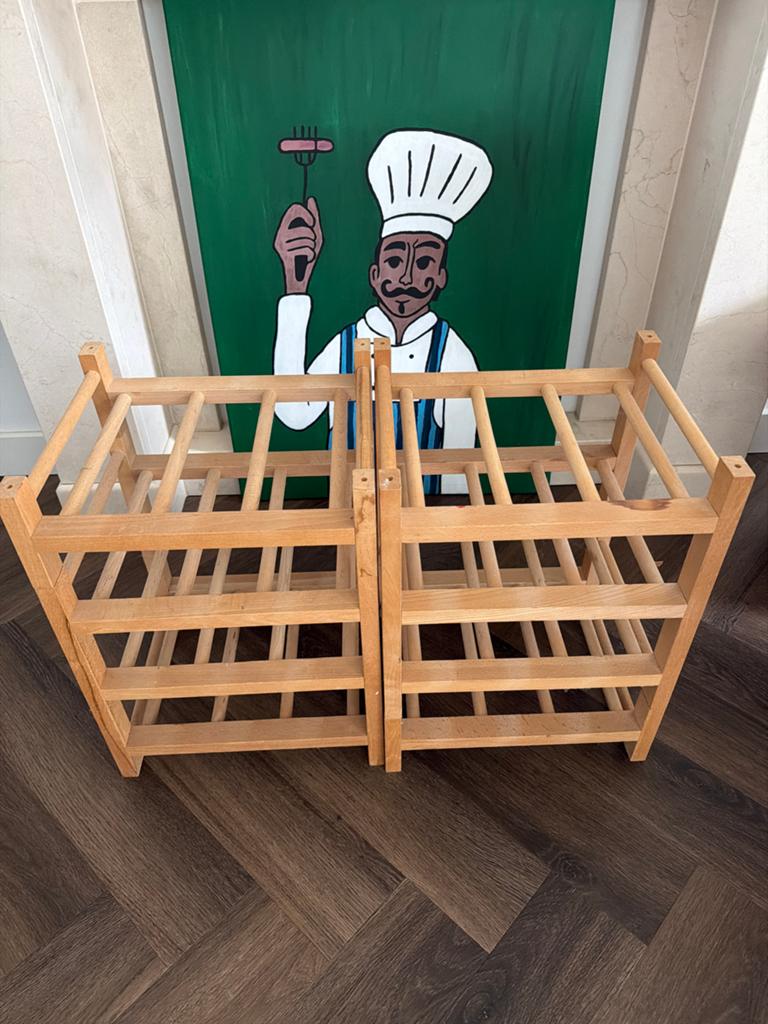 Houten wijnrekken IKEA - Stapelbaar, Huis en Inrichting, Woonaccessoires | Wijnrekken, Gebruikt, 15 tot 25 flessen, Ophalen of Verzenden