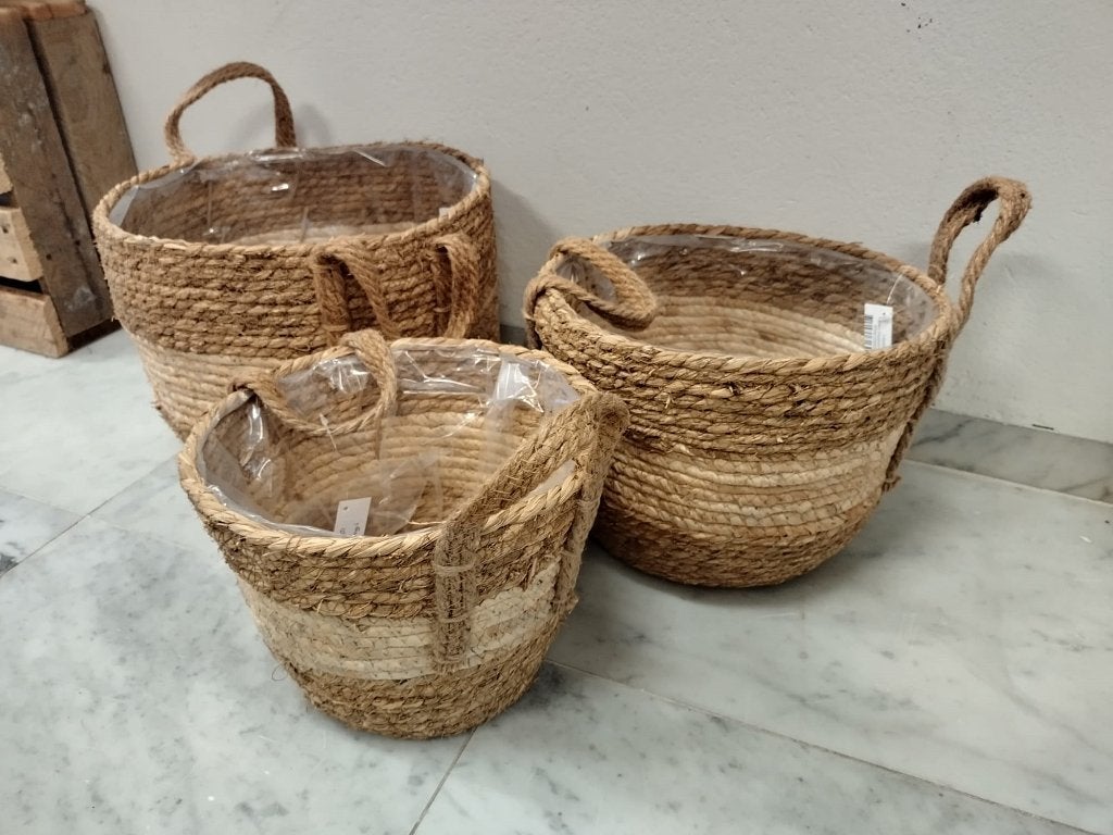 Manden set van 3 - ecru, Nieuw, Ophalen of Verzenden, Riet, Deventer
