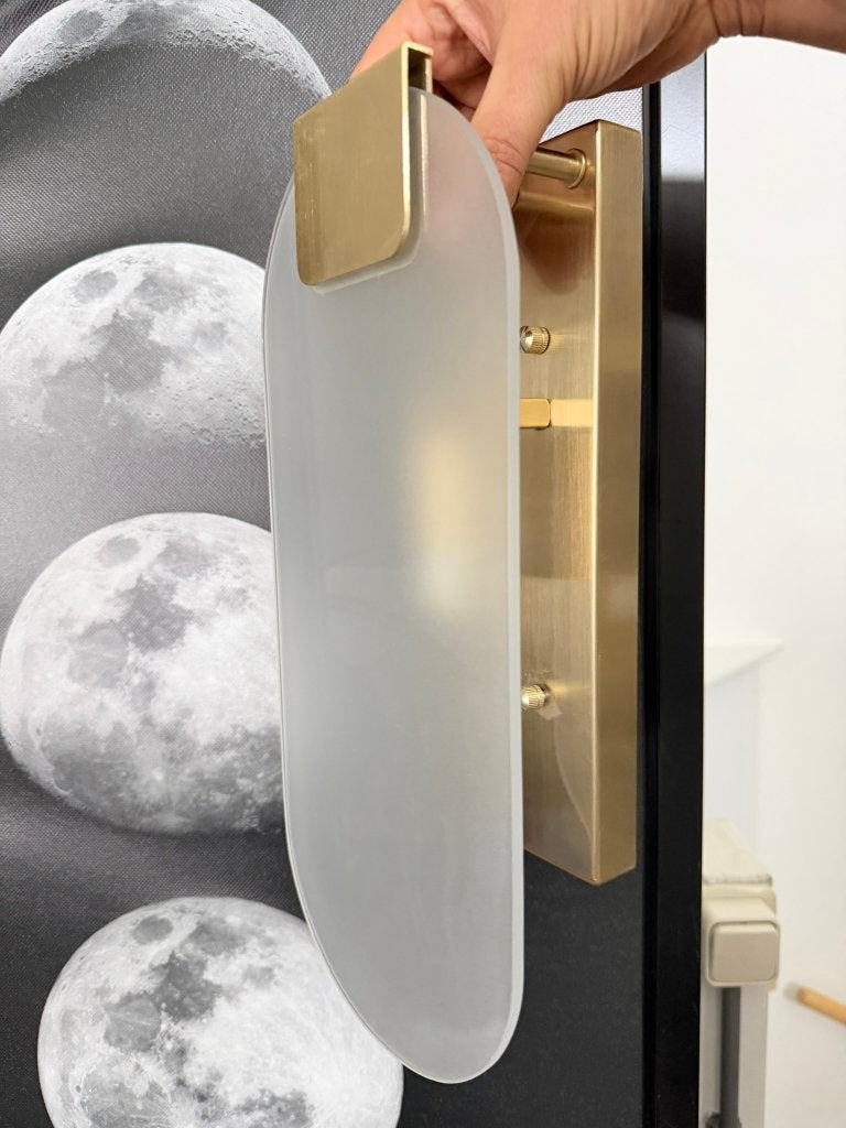 4x Maisons du Monde wandlamp Arellano – mat glas & goud, Huis en Inrichting, E14 (klein), Nieuw, Ophalen of Verzenden, Glas