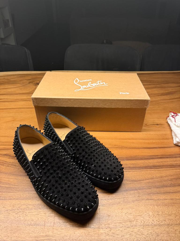 Louboutin | Roller-Boat spikes zwart | maat 43, Loafers, Zwart, Ophalen of Verzenden, Gedragen