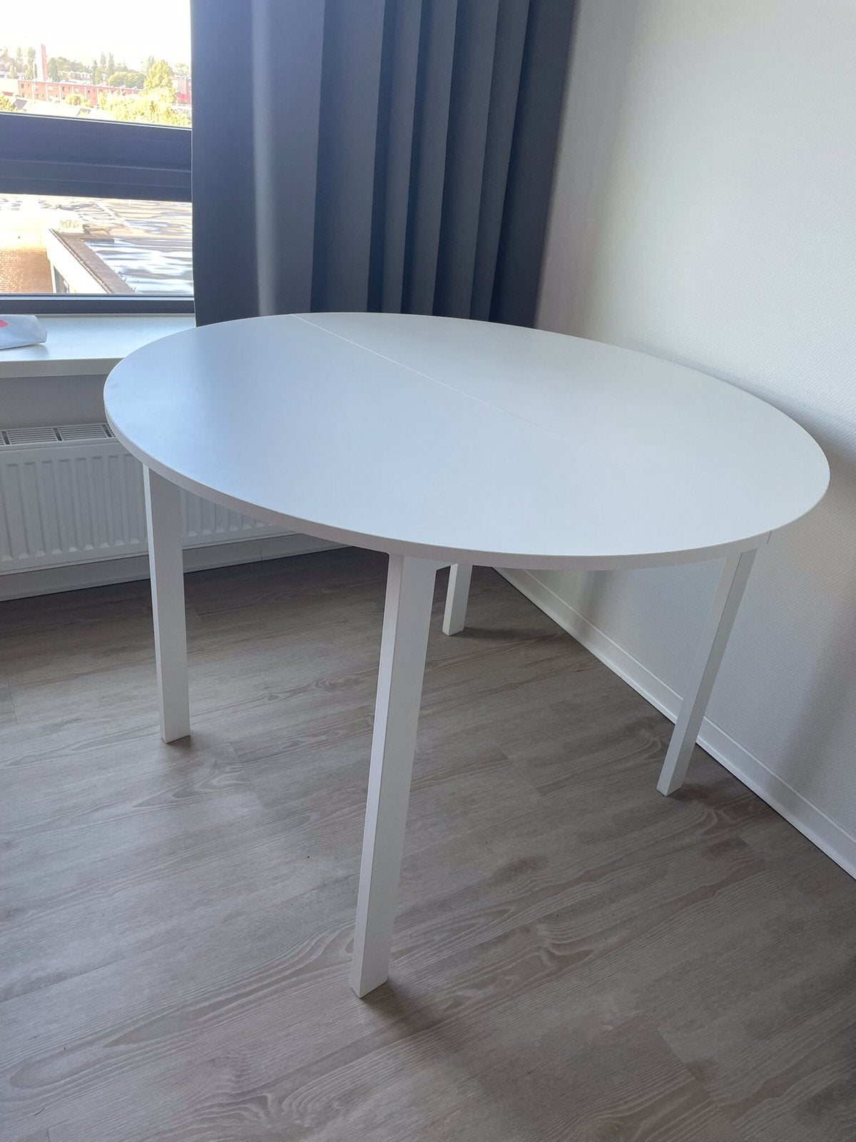 Witte, ronde tafel, Ophalen, Gebruikt, 100 tot 150 cm, Rond