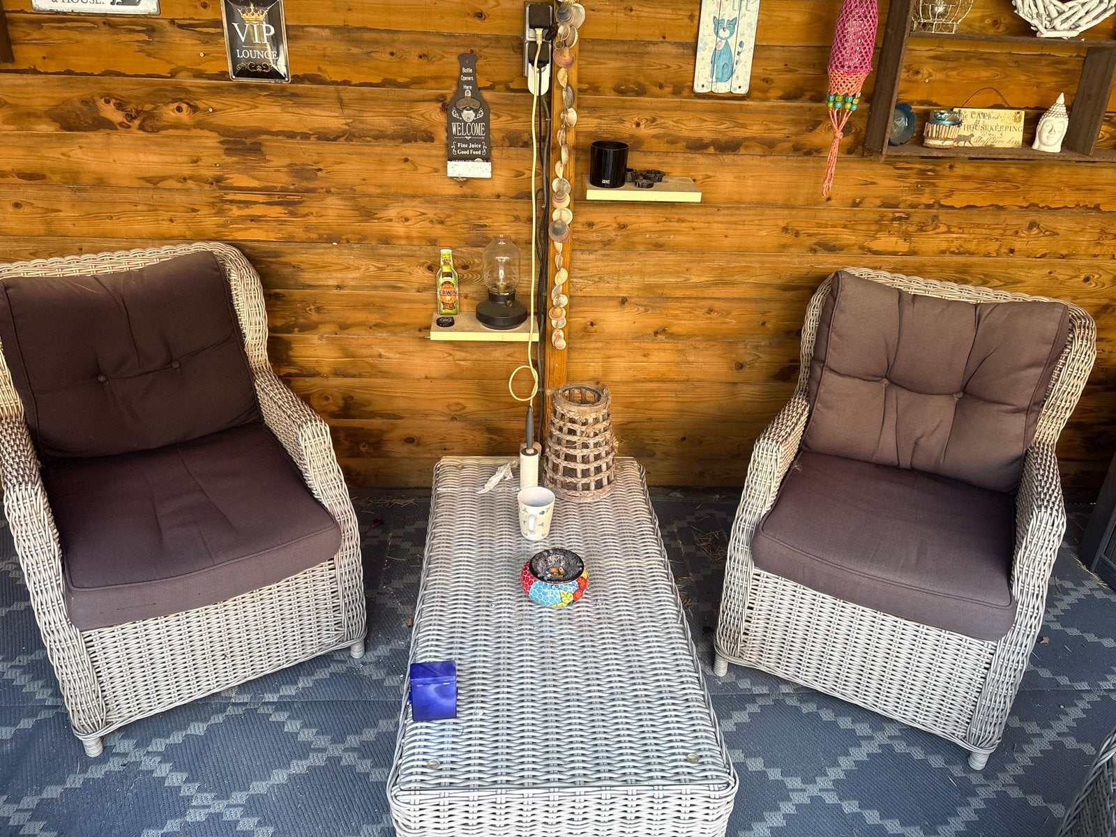 Gratis Wicker Loungeset met 2 Stoelen en Bijzettafel, Gebruikt, Loungeset, Wicker, Stoel