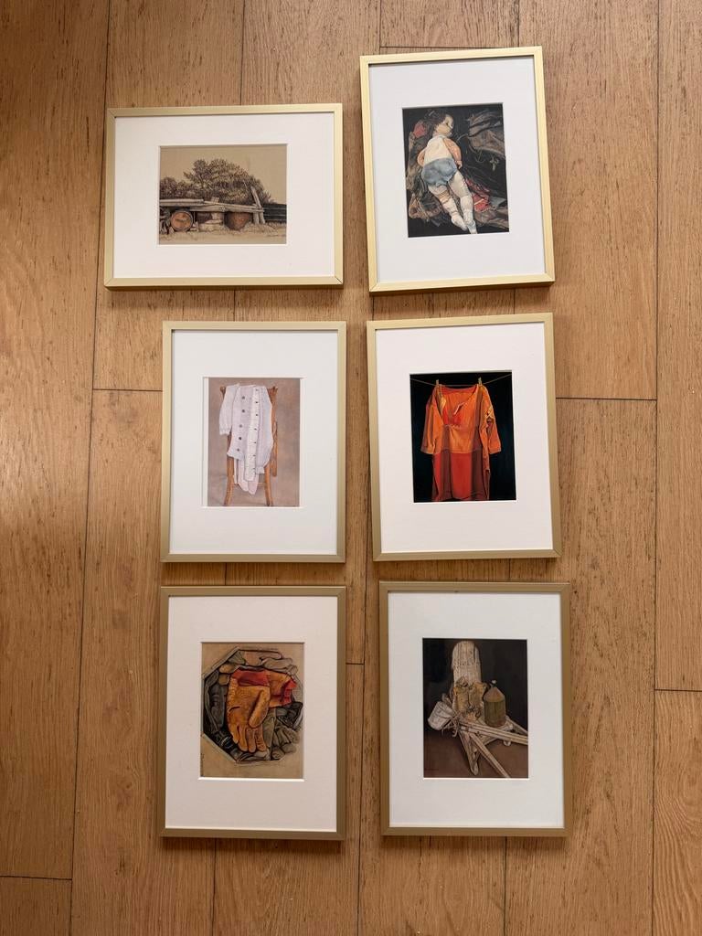 Zes ingelijste Jopie Huisman kunstwerken, Ophalen of Verzenden