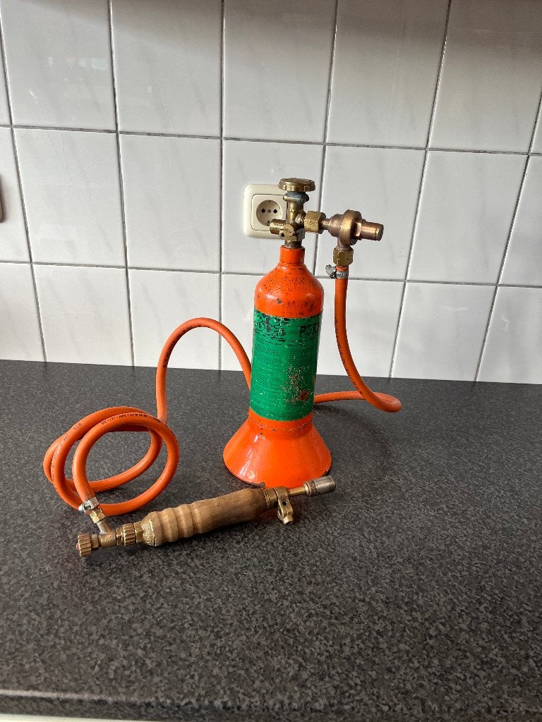 Perkeo karweifles , gasfles met brander , hobby brander, Doe-het-zelf en Verbouw, Ophalen, Gebruikt