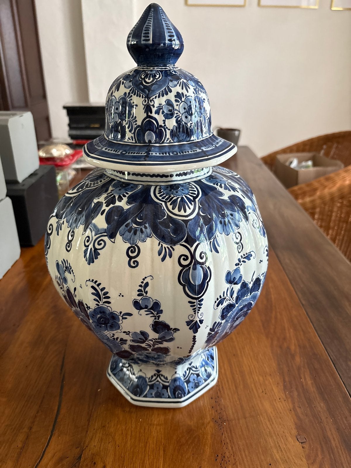 Prachtige handgeschilderde Delfts Blauwe gemberpot, 42 cm, Ophalen