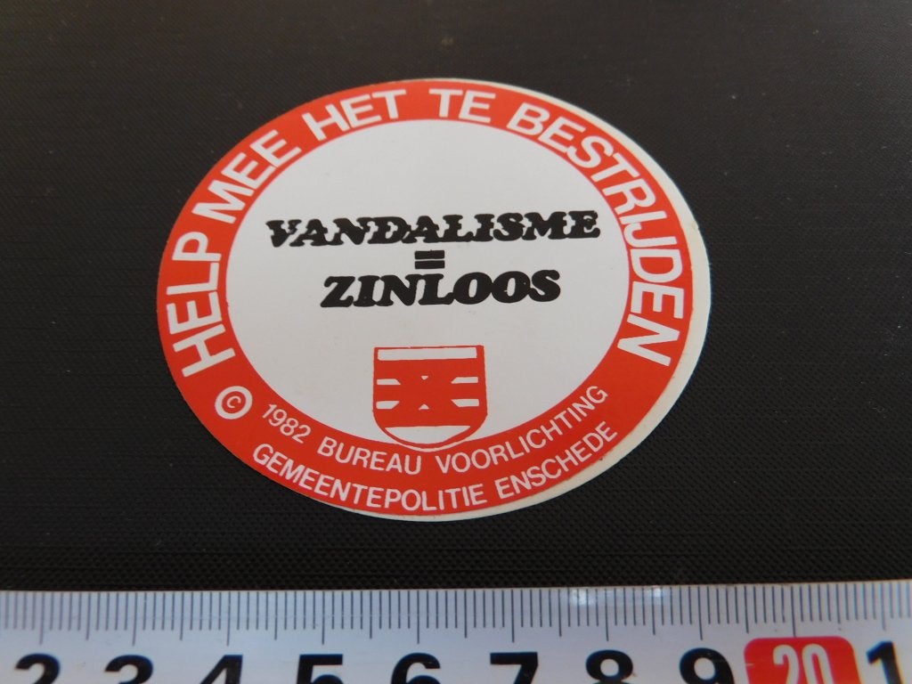 sticker Politie Gemeentepolitie Enschede GP VANDALISME, Ophalen, Zo goed als nieuw