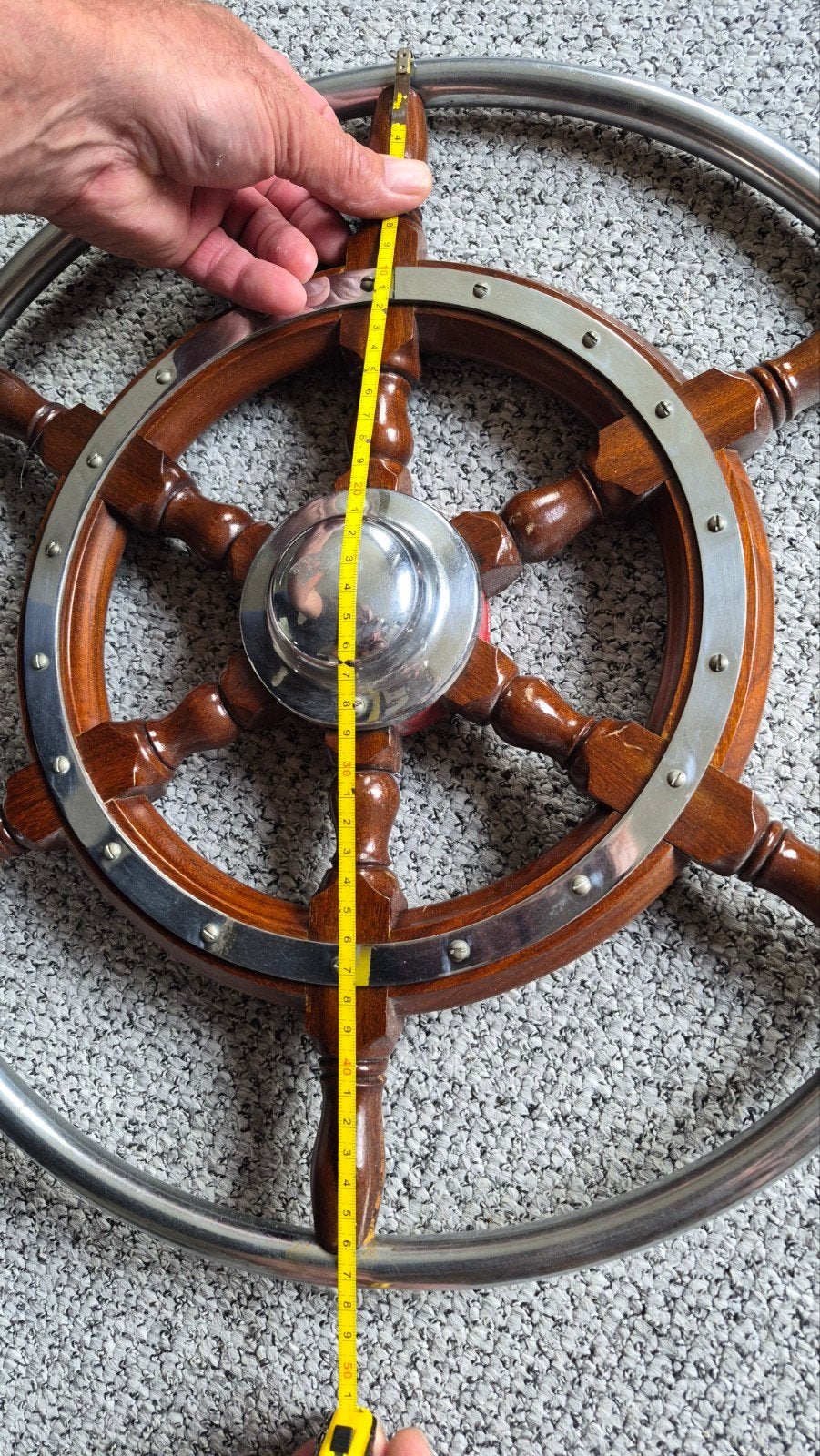 Klassiek 6-spaaks stuurwiel voor boot, 47 cm diameter, Ophalen of Verzenden