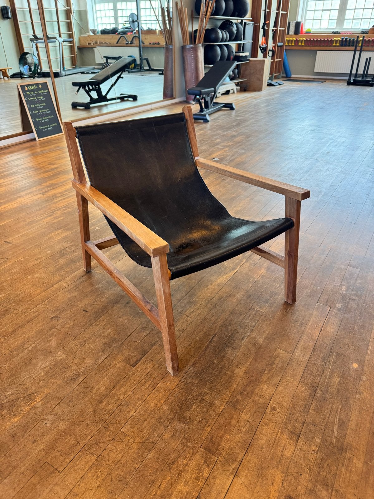 Kaare Klint Safari Stoel Replica - Zwart Leer & Hout, Ophalen, Gebruikt, Zwart, Eén