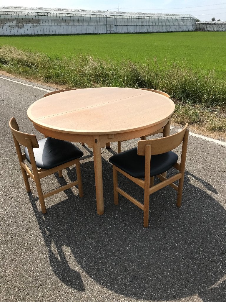 IZGS Borge Mogensen Andersson tafel 4 Fredericia stoel, Huis en Inrichting, Bruin, Leer, Ophalen of Verzenden, Zo goed als nieuw