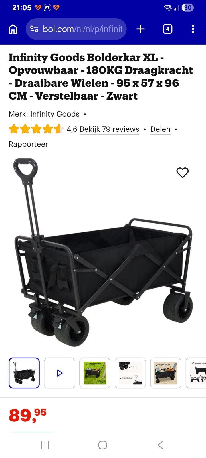 bolderkar xl inklapbaar, Ophalen, Opvouwbaar, Nieuw
