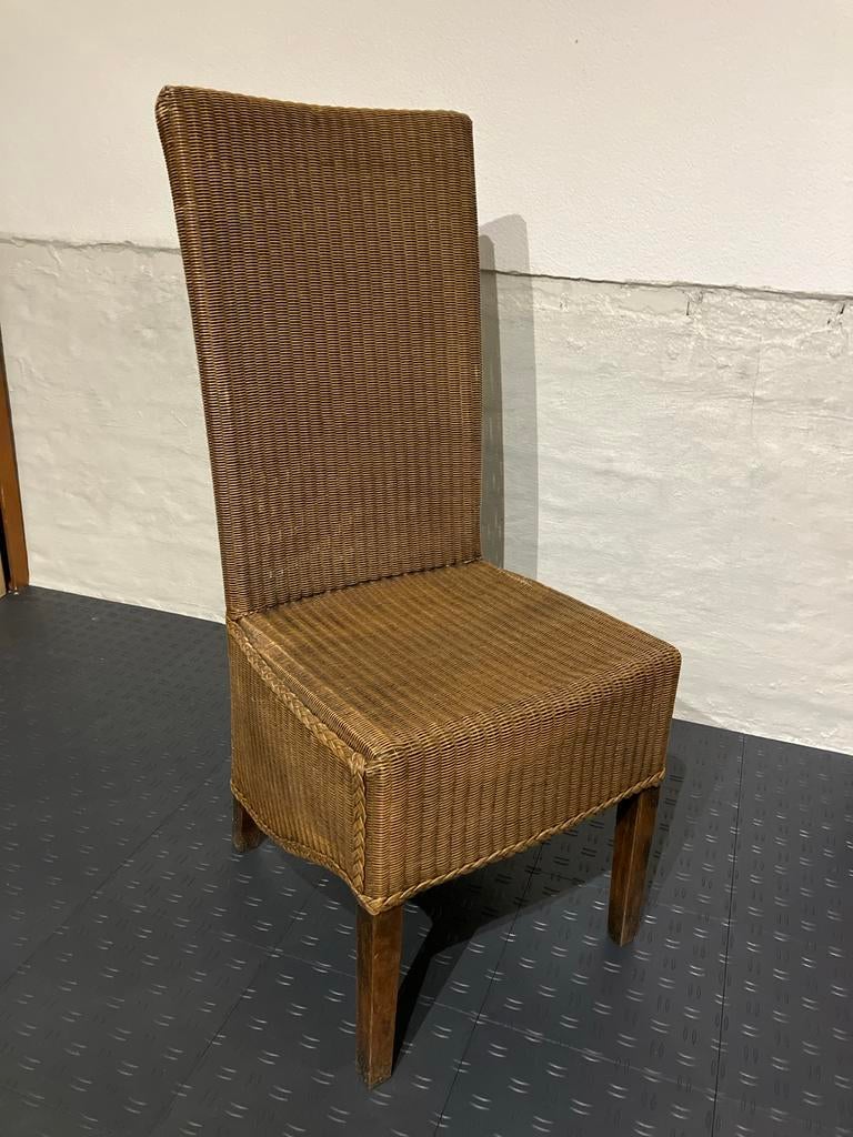 6 Rotan stoelen met hoge rugleuning - 110 cm hoog, Ophalen, Gebruikt, Bruin, Riet of Rotan