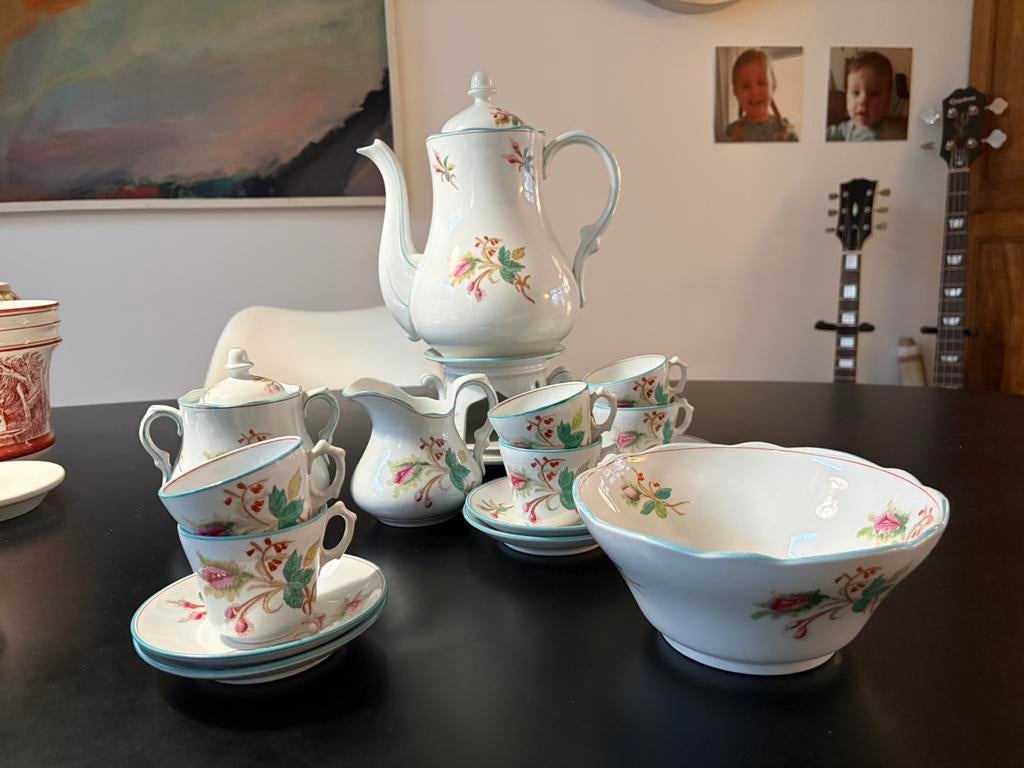 Mosroos koffieservies petrus regout, Ophalen of Verzenden