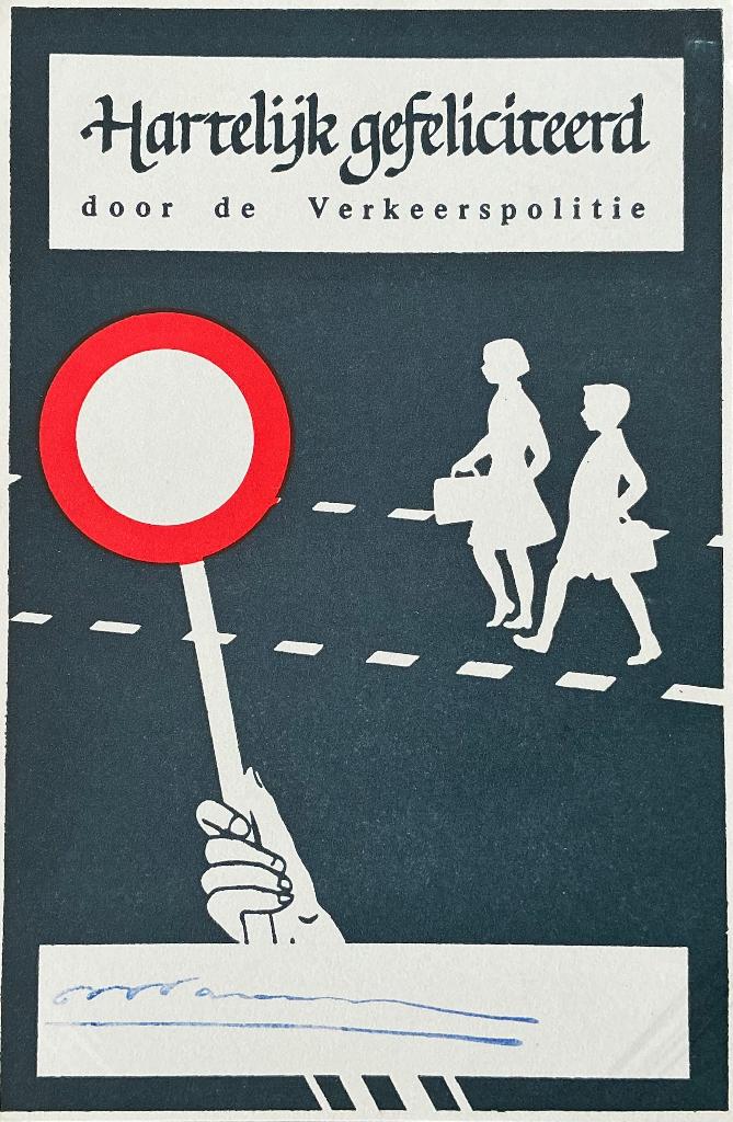 Hartelijk gefeliciteerd door de verkeerspolitie, jaren 70, Verzamelen, Ansichtkaarten | Themakaarten, Ophalen of Verzenden, 1960 tot 1980