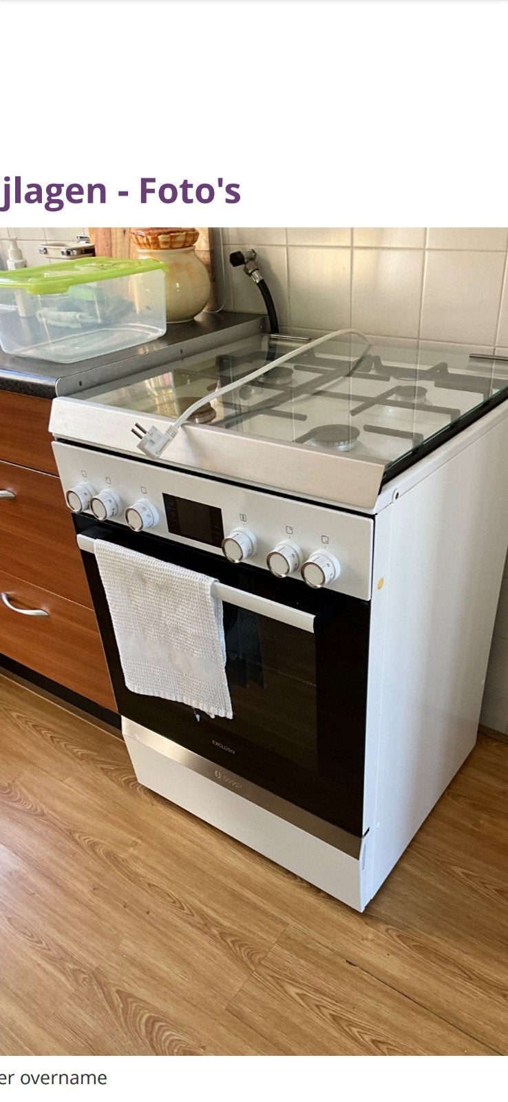Bosch gasfornuis met elektrische ontsteking en oven, Witgoed en Apparatuur, Ophalen, Gebruikt, 4 kookzones, Gas