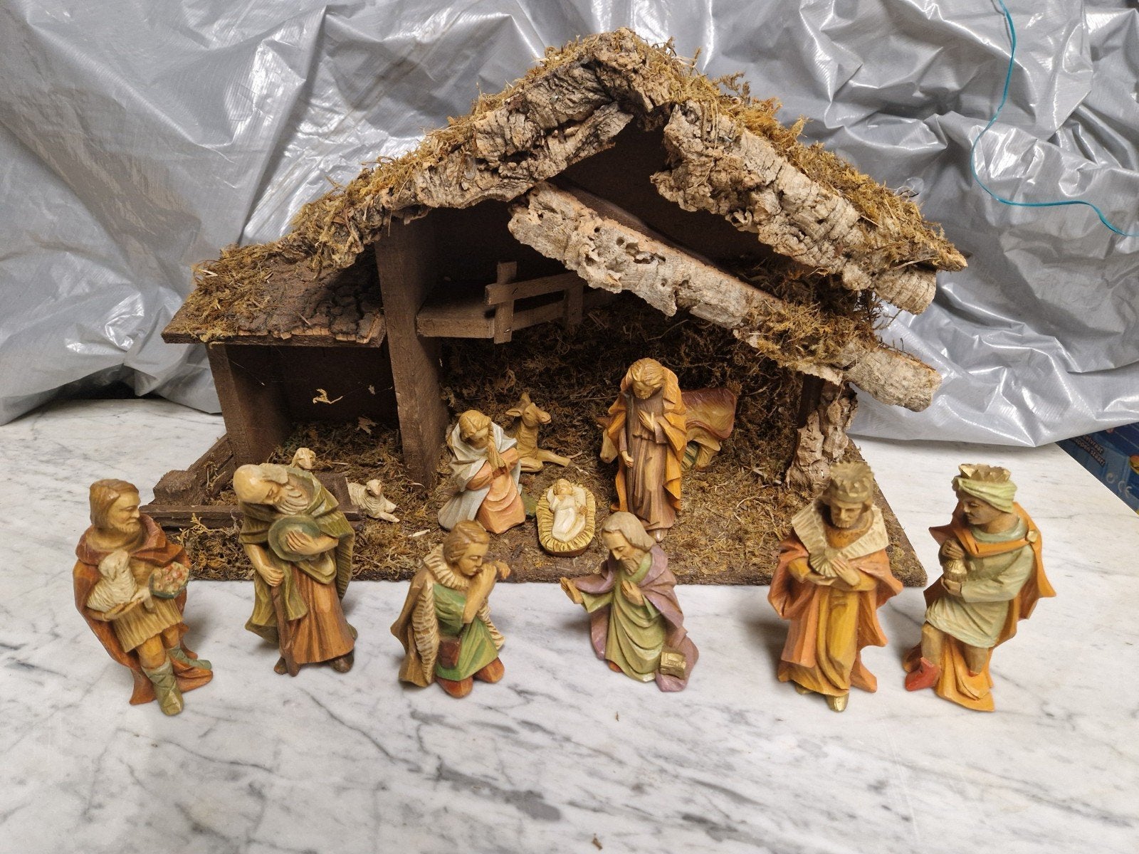 leuk kerststal gipsen beeldenset 13 delig hoog 13cm, Diversen, Ophalen, Gebruikt