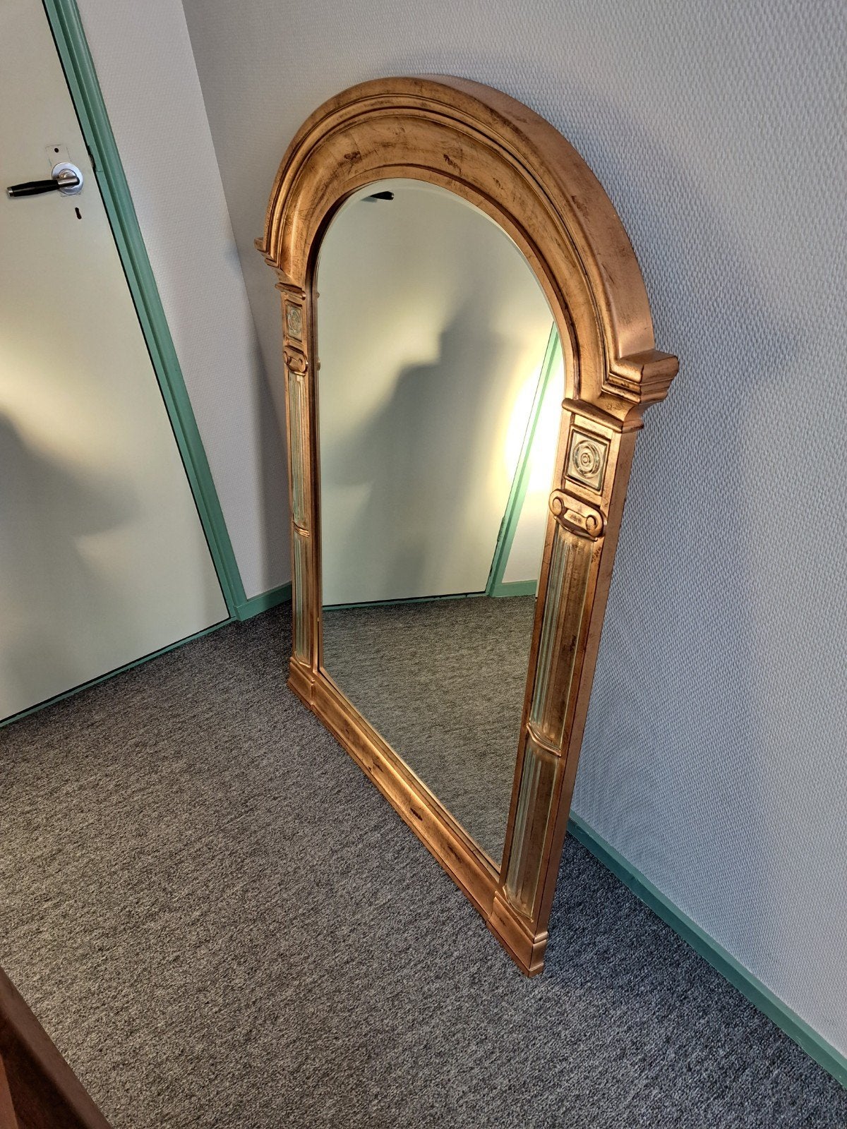 Grote spiegel, goud/brons, Ophalen, Zo goed als nieuw, Wandklok