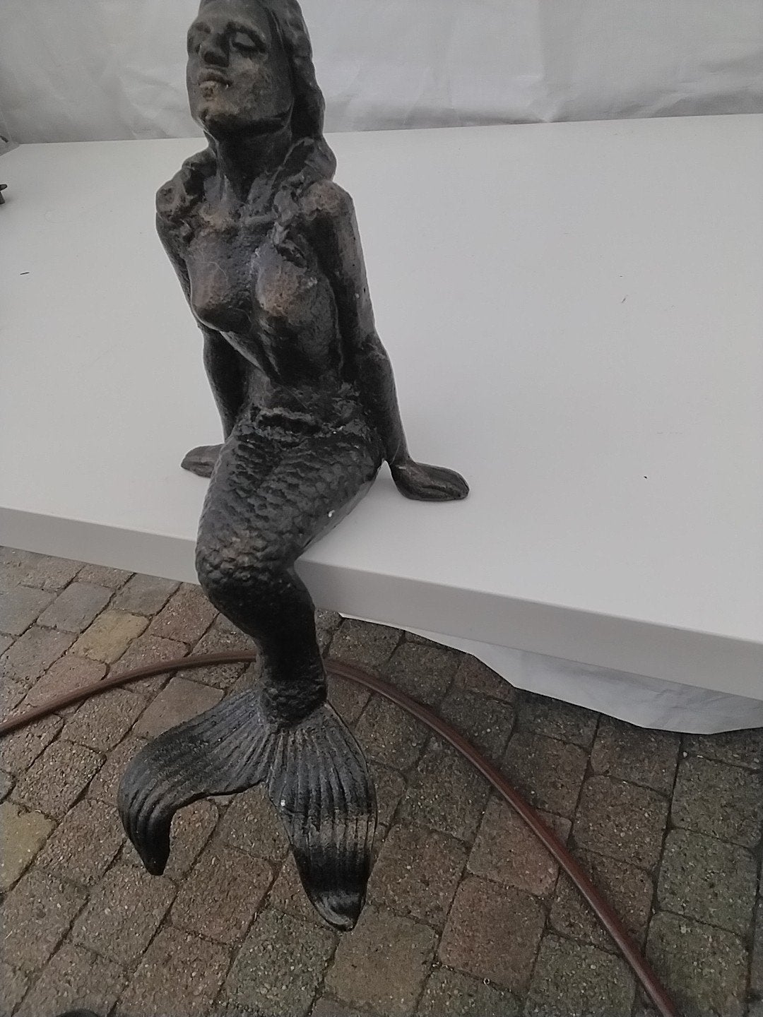 Bronzen Zeemeermin Beeld - 35 cm hoog, Overige onderwerpen, Ophalen of Verzenden, Gepatineerd, 20 - 50 cm