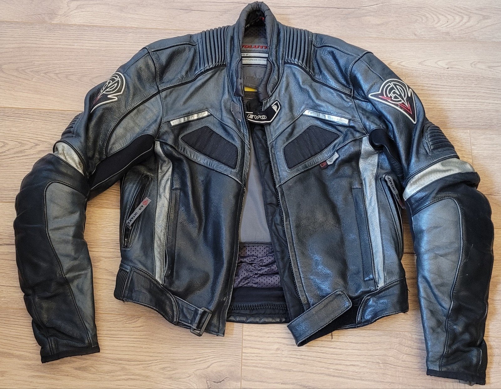 Motorpak: Leren Jas (maat 48) en Broek (maat 50) - Ritsbaar, Evolution, Ophalen of Verzenden, Tweedehands, Heren
