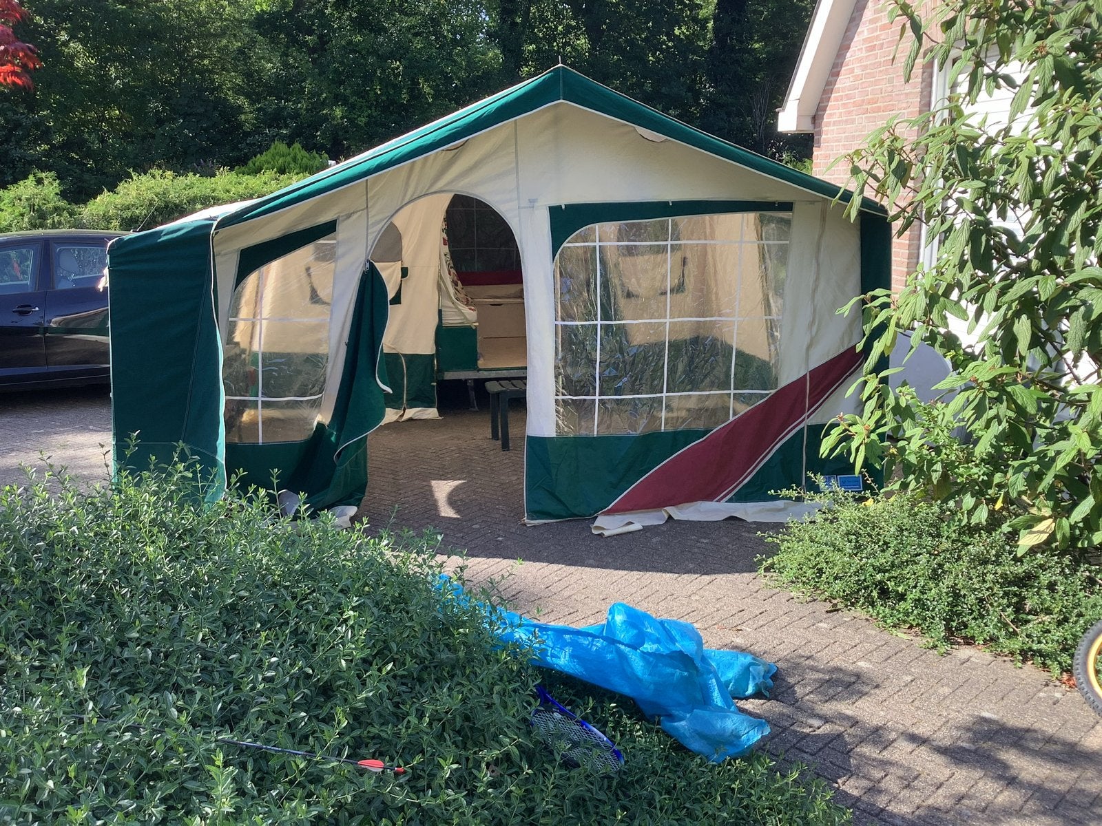 Jamet vouwwagen compleet met voortent en luifelGroen/Wit, Ophalen, Gebruikt