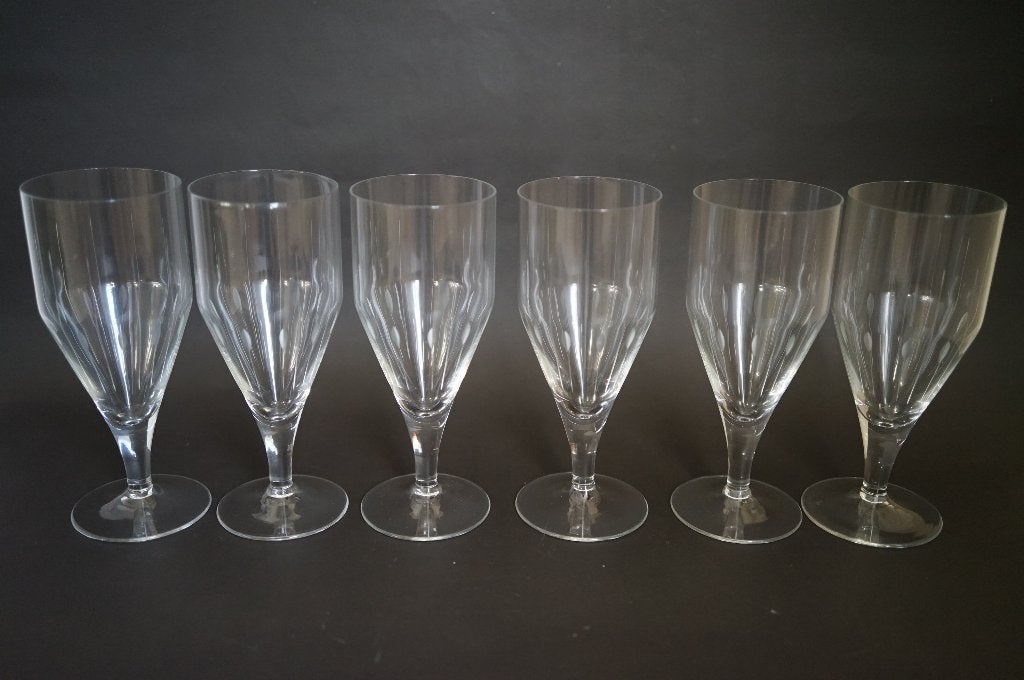 vintage geslepen dun glas set 6x bier/water kristal., Glas of Glazen, Gebruikt, Overige merken, Vintage