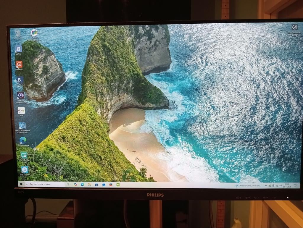 Phillips computermonitor 243V incl. monitorstandaard, Computers en Software, Monitoren, Gebruikt, 60 Hz of minder, HDMI, In hoogte verstelbaar