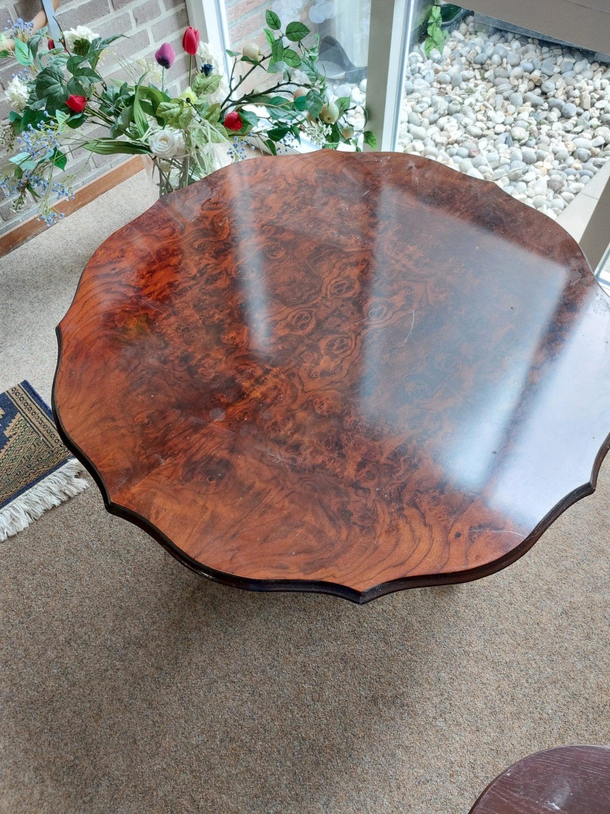 Ronde Salontafel met Prachtig Houtsnijwerk - 95cm Doorsnede, Ophalen, Gebruikt, 50 tot 100 cm, Rond