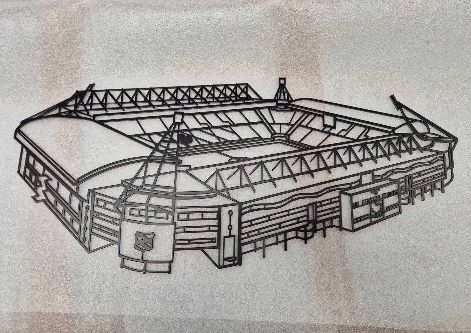 Abe Lenstra Stadion wanddecoratie 60x25 cm RVS zwart, Zwart, Ophalen of Verzenden, Modern, Metaal