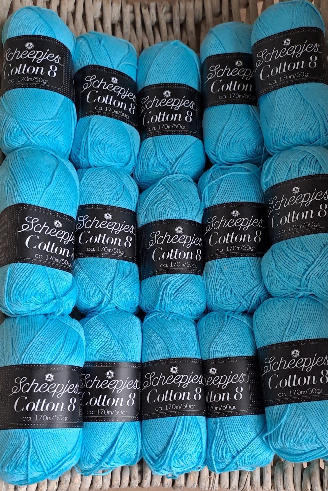 Nieuw 15 bollen Scheepjes Cotton 8 katoen garen - blauw 622, Ophalen of Verzenden, Nieuw, Breien of Haken, Wol of Garen