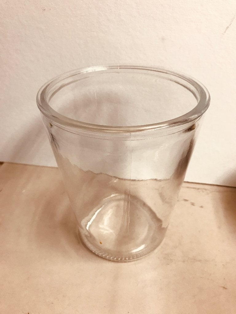 Glazen vaas/potje - 16 cm hoog, Ophalen of Verzenden, Zo goed als nieuw, Glas, 16 cm