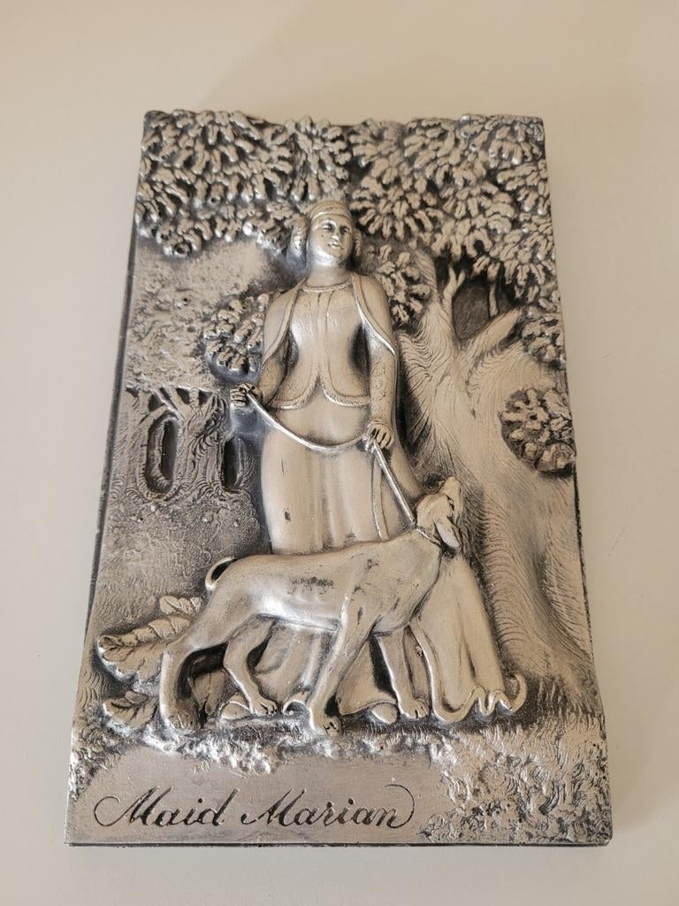 Tinnen plaquette Maid Marian, Ophalen of Verzenden
