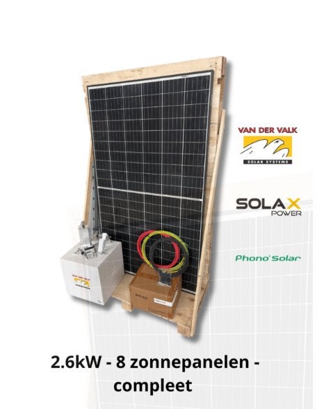 Complete set – 8 refurbished zonnepanelen – 2.6kW – 1 fase, Doe-het-zelf en Verbouw, Ophalen of Verzenden, Zo goed als nieuw, Compleet systeem