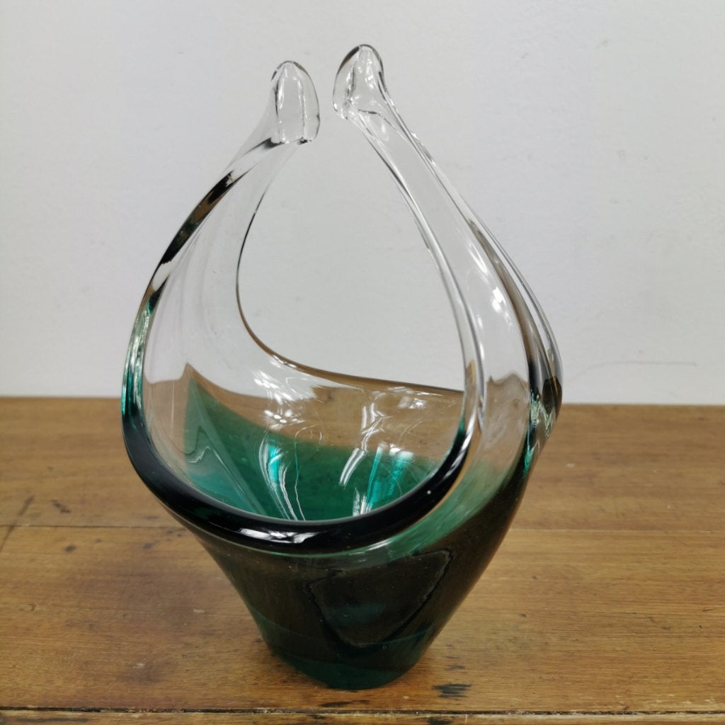 Vintage glazen schaal, Glazen mandje. Murano glas 16, Antiek en Kunst, Ophalen of Verzenden